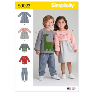 Toddlers&#39; Dresses, Top &amp; Pants Sizes 1/2-1-2-3-4, Simplicity Sewing Pattern 9023