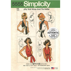 Pattern 5555 Women&#39;s Vintage Jiffy Knit Wrap &amp; Tie Top Simplicity Sewing Pattern 5555