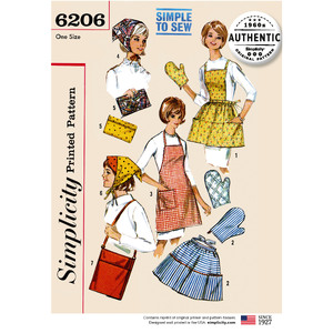 Vintage Gift and Accessories, Sizes OS, Simplicity Sewing Pattern 6206