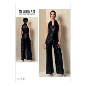 Vogue Sewing Pattern -Misses&#39; Sleeveless Wide-Leg Jumpsuit 1506y (Sizes XS-S-M)