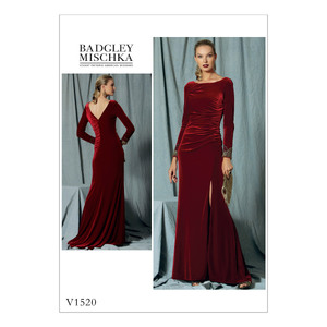 Vogue Sewing Pattern Misses&#39; Side-Gathered, Long Sleeve Dress with Beaded CuFF (Sizes 16-22)s 1520 A5 (Sizes 6-14)