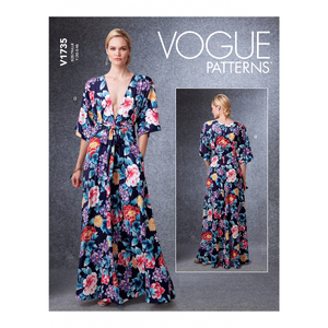 Vogue Sewing Pattern Misses&#39; DEE (Sizes 14-20)p-V Kimono-Style Dresses with Self-Tie 1735ZZ (Sizes L-XL-XXL)