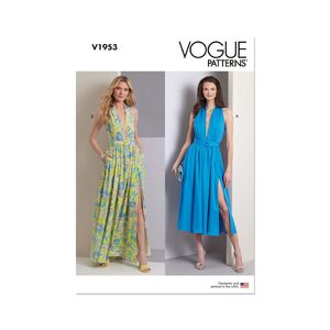Vogue Patterns V1953f5 Misses’ Dress In Two Lengths and Belt sizes 16-24