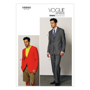 Vogue Sewing Pattern Men&#39;s Jacket, Shorts, and Pants 8890MUU (Sizes 34-40)