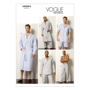 Vogue Sewing Pattern Men&#39;s Robe, Top, Shorts and Pants 8964MUU (Sizes 34-40)