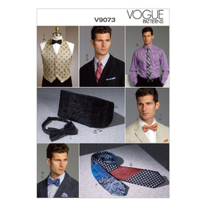 Vogue Sewing Pattern Men&#39;s Vest, Cummerbund, Pocket Square and Ties 9073OSZ