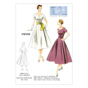 Vogue Sewing Pattern Misses&#39; Dress and Sash 9105 A5 (Sizes 6-14)