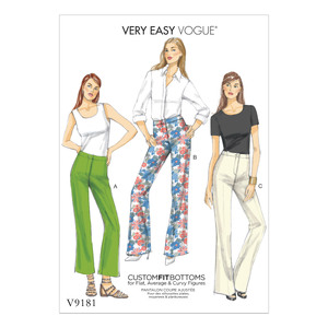 Vogue Sewing Pattern Misses&#39; Custom-Fit Bootcut Pants 9181 A5 (Sizes 6-14)