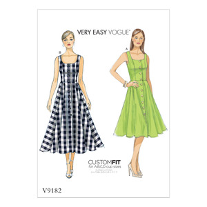 Vogue Sewing Pattern Misses&#39; Button-Down, Flared-Skirt Dresses 9182 A5 (Sizes 6-14)