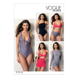 Vogue Sewing Pattern Misses&#39; Wrap-Top Bikini, One-Piece Swimsuits, and Cover-Ups 9192 A5 (Sizes 6-14)