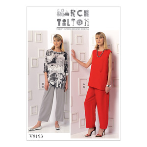 Vogue Sewing Pattern - Misses&#39; Sleeveless or Dolman Sleeve Tunics, and Pants with Yoke 9193B5