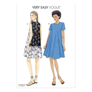 Vogue Sewing Pattern Misses&#39; A-Line, Back-RuFF (Sizes 16-22)le Dresses 9237y (Sizes XS-S-M)