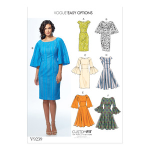 Vogue Sewing Pattern Misses&#39; Princess Seam Dresses with Sleeve and Skirt Variations 9239 A5 (Sizes 6-14)