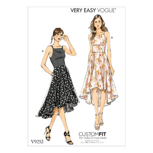 Vogue Sewing Pattern Misses&#39; Princess Seam High-Low Dresses with Pockets 9252 A5 (Sizes 6-14)