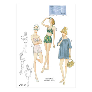 Vogue Sewing Pattern Misses&#39; Lined Halter Bra and Shorts, and Square-Neck Coverup with Pockets 9255 A5 (Sizes 6-14)