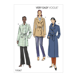 Vogue Sewing Pattern Misses&#39; Coat and Belt 9367ZZ (Sizes L-XL-XXL)