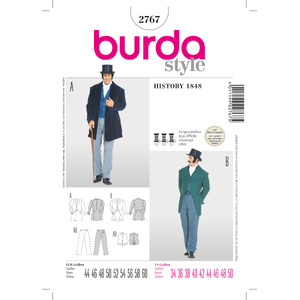 Burda Style B2767 History 1848 Costume Sewing Pattern Burda Sewing Pattern 2767