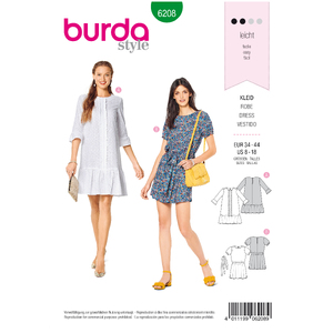 Burda Style Pattern 6208 Misses&#39; Dress - Casual Fit - Hem Frills Burda Sewing Pattern 6208