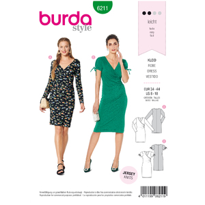 Burda Style Pattern 6211 Misses&#39; Dress in Wrap Look - Figure Fitting Burda Sewing Pattern 6211