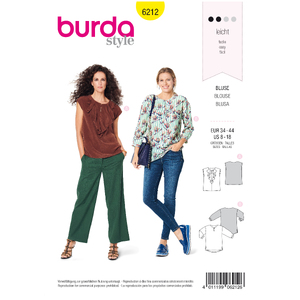 Burda Style Pattern 6212 Misses&#39; Blouse with Neckline Flounce - Straight Cut Burda Sewing Pattern 6212