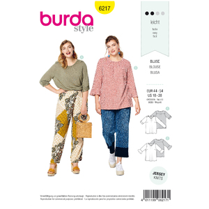 Burda Style Pattern 6217 Women&#39;s Top - Roll-up Sleeves - Sleeves with Flounces Burda Sewing Pattern 6217