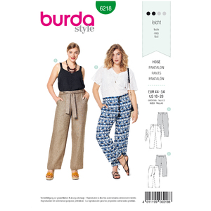 Burda Style Pattern 6218 Women&#39;s Trousers/Pants - Straight Leg - Patch Pockets Burda Sewing Pattern 6218