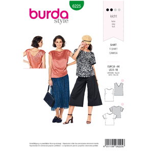 Burda Style Pattern 6225 Misses&#39; Blouse - Top - Straight Cut Burda Sewing Pattern 6225