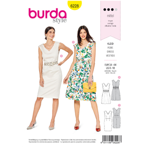 Burda Style Pattern 6228 Misses&#39; Dress with Shirring - Sheath Dress - V-Neck Burda Sewing Pattern 6228