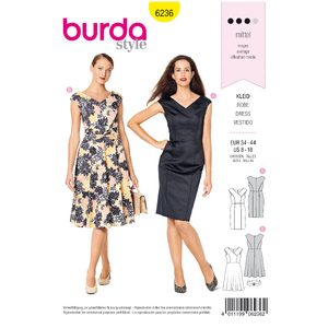 Burda Style Pattern 6236 Misses&#39; Dress in Wrap Look - V-Neck - Over-cut Shoulders Burda Sewing Pattern 6236