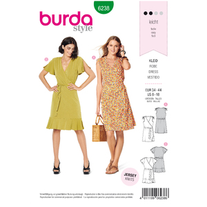 Burda Style Pattern 6238 Misses&#39; Dress - Wrap Dress - Gathered Shoulders Burda Sewing Pattern 6238