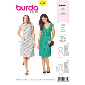 Burda Style Pattern 6239 Misses&#39; Dress with Band at the Waist - Over-cut Shoulders Burda Sewing Pattern 6239