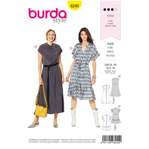 Burda Style Pattern 6240 Misses&#39; Dress with Button Fastening - Stand Collar - Frills Burda Sewing Pattern 6240