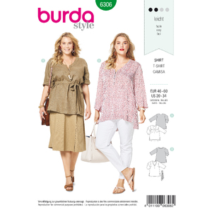 Burda Style Pattern 6306 Women&#39;s v neck top Burda Sewing Pattern 6306