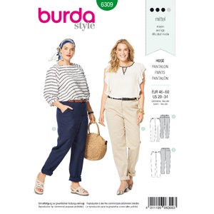 Burda Style Pattern 6309 Women&#39;s back elastic pants Burda Sewing Pattern 6309