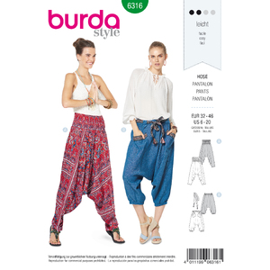 Burda Style Pattern 6316 Misses&#39; harem pant Burda Sewing Pattern 6316