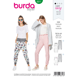 Burda Style Pattern 6317 Misses&#39; jogging pull on pant Burda Sewing Pattern 6317