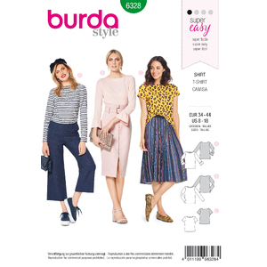 Burda Style Pattern 6328 Misses&#39; top with boat neckline Burda Sewing Pattern 6328