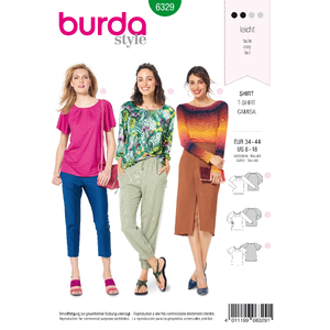 Burda Style Pattern 6329 Misses&#39; raglan top Burda Sewing Pattern 6329