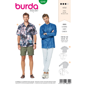 Burda Style Pattern 6349 Men&#39;s shirt with collar Burda Sewing Pattern 6349