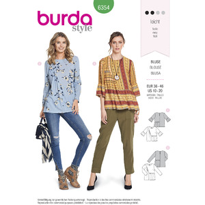 Burda Style Pattern B6354 Women&#39;s Blouse Burda Sewing Pattern 6354