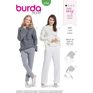 Burda Style Pattern B6366 Women&#39;s Easy Tops Burda Sewing Pattern 6366