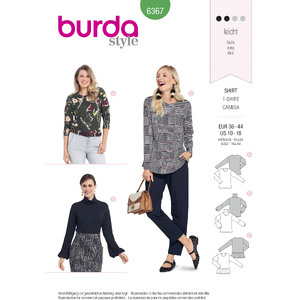 Burda Style Pattern B6367 Women&#39;s Tops Burda Sewing Pattern 6367