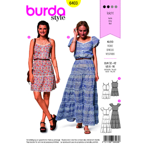 Burda Style Pattern B6403 Women&#39;s Sun Dress in Length Variations Burda Sewing Pattern 6403