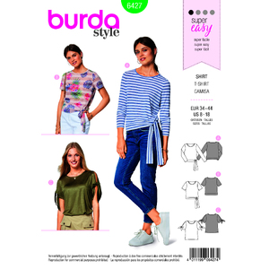 Burda Style Pattern B6427 Misses Top with Waist Ties Burda Sewing Pattern 6427