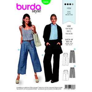 Burda Style Pattern B6436 Women&#39;s Wide Leg Trousers Burda Sewing Pattern 6436