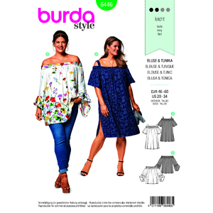 Burda Style Pattern B6446 Women's Sleeve Variation Top Burda Sewing Pattern 6446