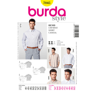 Burda Style B7045 Shirt Sewing Pattern Burda Sewing Pattern 7045