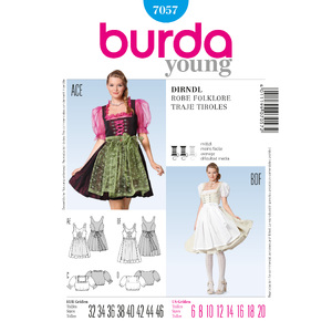 Burda B7057 Burda Style Folklore Dress Sewing Pattern Burda Sewing Pattern 7057