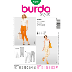 Burda Style B7062 Trousers Sewing Pattern Burda Sewing Pattern 7062