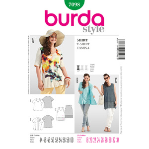 Burda Style B7098 T-Shirt Sewing Pattern Burda Sewing Pattern 7098